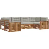vidaXL Buiten bank set 6 st Natuurlijk en Licht Grijs