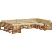 vidaXL Buiten bank set 9 st Natuurlijk en Beige Massief Acacia Hout
