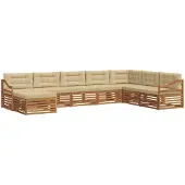 vidaXL Buiten bank set 8 st Natuurlijk en Beige Massief Acacia Hout