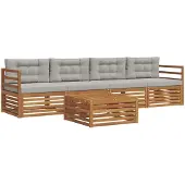vidaXL Buiten bank set 5 st Natuurlijk en Licht Grijs