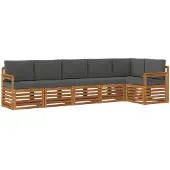 vidaXL Buiten bank set 6 st Natuurlijk en Antraciet Polyester