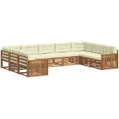 vidaXL Buiten bank set 9 st Natuurlijk en Crème Massief Acacia Hout