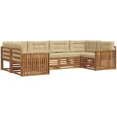 vidaXL Buiten bank set 6 st Natuurlijk en Beige Massief Acacia Hout