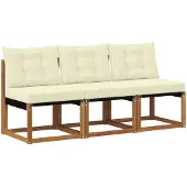 vidaXL 3 st Buiten Middelste sofa Massief acaciahout en Textilene-stof