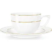 Wilmax England Cappuccinokop 170 ml Wit Goudrand Porselein Set van 2