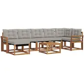 vidaXL Buiten bank set 8 st Naturel en lichtgrijs