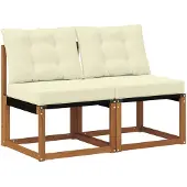 vidaXL 2 st Buiten Middelste sofa Massief acaciahout en Textilene-stof