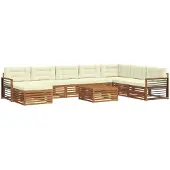 vidaXL Buiten bank set 9 st Natuurlijk en Crème Massief Acacia Hout