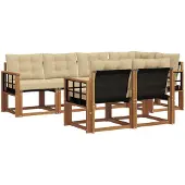 vidaXL Buiten bank set 7 st Natuurlijk en Beige