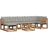 vidaXL Buiten bank set 8 st Naturel en lichtgrijs
