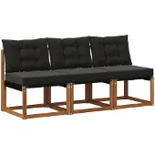 vidaXL 3 st Buiten Middelste sofa Massief acaciahout en Textilene-stof