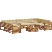 vidaXL Buiten bank set 10 st Natuurlijk en Beige Massief Acacia Hout