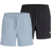 Jack & Jones Zwemshorts 'JPSTMaui Tropic' pastelblauw / zwart