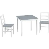 HOMCOM -Essgruppe-Kiefernholz-75L x 75B x 73H cm-Grau
