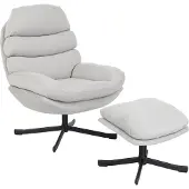 HOMCOM Accent Chair with Ottoman-Polyester, Staal-78L x 93B x 100H cm-Crèmewit