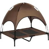 PawHut Paws Hondenbed met luifel Verhoogd Ademend Taffeta zwart