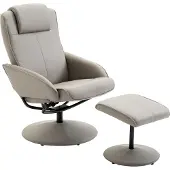HOMCOM Relaxfauteuil met Voetensteun - 360 graden Draaibaar - Grijs