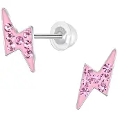 K3 - kinderoorbellen zilver - roze kristallen - 925 sterling - 6 mm