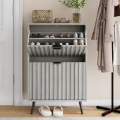 Sweiko Schoenenkast - 2 Scharnierende Laden - 60*24*94cm - Grijs