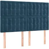 vidaXL Hoofdbord donkerblauw 144x5x118/128 cm fluweel