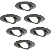 LEDVION – 6x LED Inbouwspot Zwart – Dimbaar – CCT – IP65 – Kantelbaar – Aluminium – Badkamer