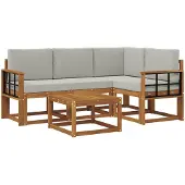 vidaXL Buiten bank set 5 st Naturel en lichtgrijs