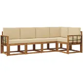 vidaXL Buiten bank set 5 st Natuurlijk en Beige