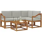 vidaXL Buiten bank set 5 st Naturel en lichtgrijs