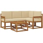 vidaXL Buiten bank set 5 st Natuurlijk en Beige