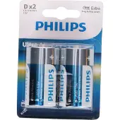 Philips Pack de 2 piles Ultra Alkaline D LR20