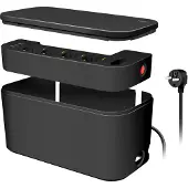 Logilink LPS282U: kabelbox met stekkerdoos, 5-voudig, zwart