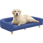 PawHut Pet Sofa-Polyester, Grenenhout-98L x 67B x 25H cm-Blauw