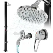 ML-Design Zonnedouche 20L met voetdouche en regendouchekop 217 cm Zwart ML-Design