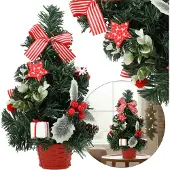Sarcia.eu KLEINE Kunstkerstboom, rood met hulst in pot, VERSIERD 30 cm
