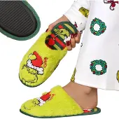 Sarcia.eu Grinch ANTISLIP damesslippers, FEESTELIJKE huisslippers, WARM