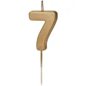 Party Deco Gouden cijfer 7 verjaardagskaars 4,5 cm