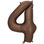 Party Deco Folieballon nummer 4 in bruin 86cm