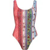 C&City Badpak lichtblauw / groen / cranberry / wit