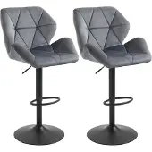 HOMCOM Barkruk Polyester, Metaal 58L x 57B x 97-117H cm Grijs