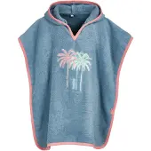 Playshoes Badjas 'Palmen' duifblauw / mintgroen / framboos / wit