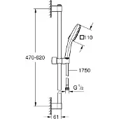 GROHE Tempesta 110 Cube Glijstangset - 60cm - vierkante handdouche - 3 straalsoorten - gladde doucheslang - chroom