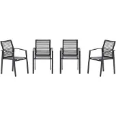 Garden Impressions Cosmo tuinstoelen set van 4 carbon black / rope dark grey