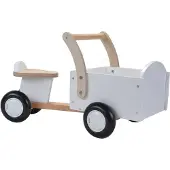 Bandits and Angels Bakfiets Loopfiets Hout Little Rider White vanaf 1 jaar - Voor Jongens en Meisjes - Ride-On Houten Bakfiets - Houten Loop Fiets Wit - Geluidsarme Wielen - Kraamcadeau