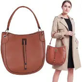 Primark Elegante, bruine damstas voor over de schouder, shopper met dikke riem, ruim