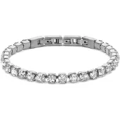Frank 1967 7FB-0855 – Heren Armband – Tennis Armband – Witte Zirkonia – Zilverkleurig Staal – 3 mm – 21 cm – Cadeau voor Mannen
