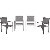 Garden Impressions Moon tuinstoelen set van 4 carbon black / antraciet