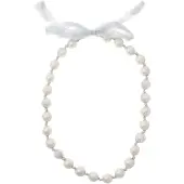 Behave - Lange ketting met parels en zilverkleurig lint - 63 cm - Elegante mode sieraden