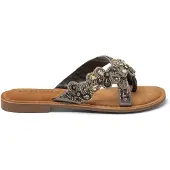 Lazamani Slippers Dames Grijs Leer Maat 38