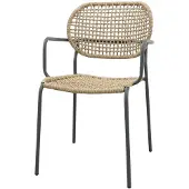 Van der Garde Tuinmeubelen Noa stapelbare naturel wicker dining tuinstoel - Antraciet