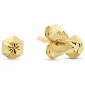 New Bling 9NBG-1040 – Gouden Oorbellen Dames – Oorknopjes Hexagon – 14K Goud – 3,2 mm